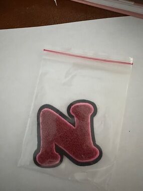 Marc Jacobs Pink Velvet Letter Patch with Black Outline